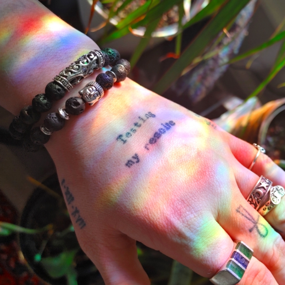 Gorgeous Black Stone and Silver Beaded Brac